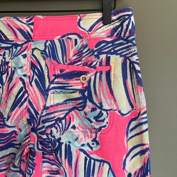 NWT Lilly Pulitzer‎ Galley Pant Tiki Pink Cabana Crazed Sz 2 Pink Blue High Rise - Picture 14 of 16